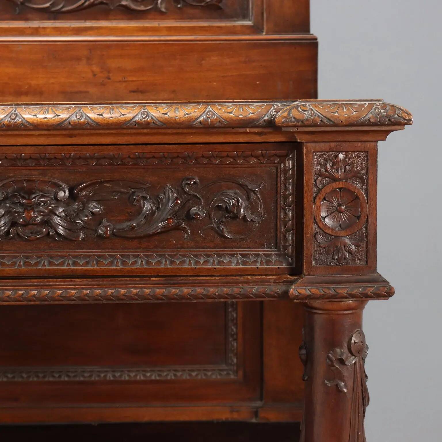 Antique walnut buffet in neo-Renaissance style, 19th century.