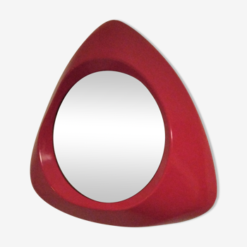 Miroir vintage rouge plexiglas années 70 forme triangulaire