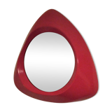 Vintage red plexiglass mirror from the 70s triangular shape