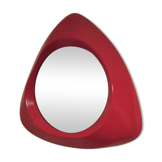 Miroir vintage rouge plexiglas années 70 forme triangulaire