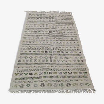 Handmade Berber white patterned white carpet