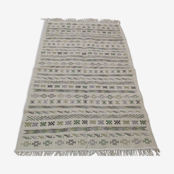 Tapis blanc à motifs multicolores berbère fait main