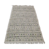 Handmade Berber white patterned white carpet