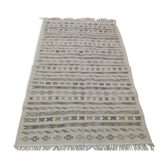 Handmade Berber white patterned white carpet