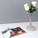 Vintage pastel colors polychrome murano glass flower vase, italy