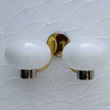 Double opaline brass wall light