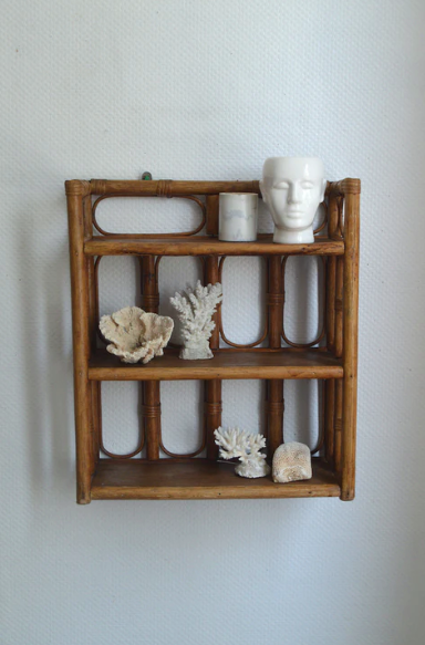 Rattan wall shelf