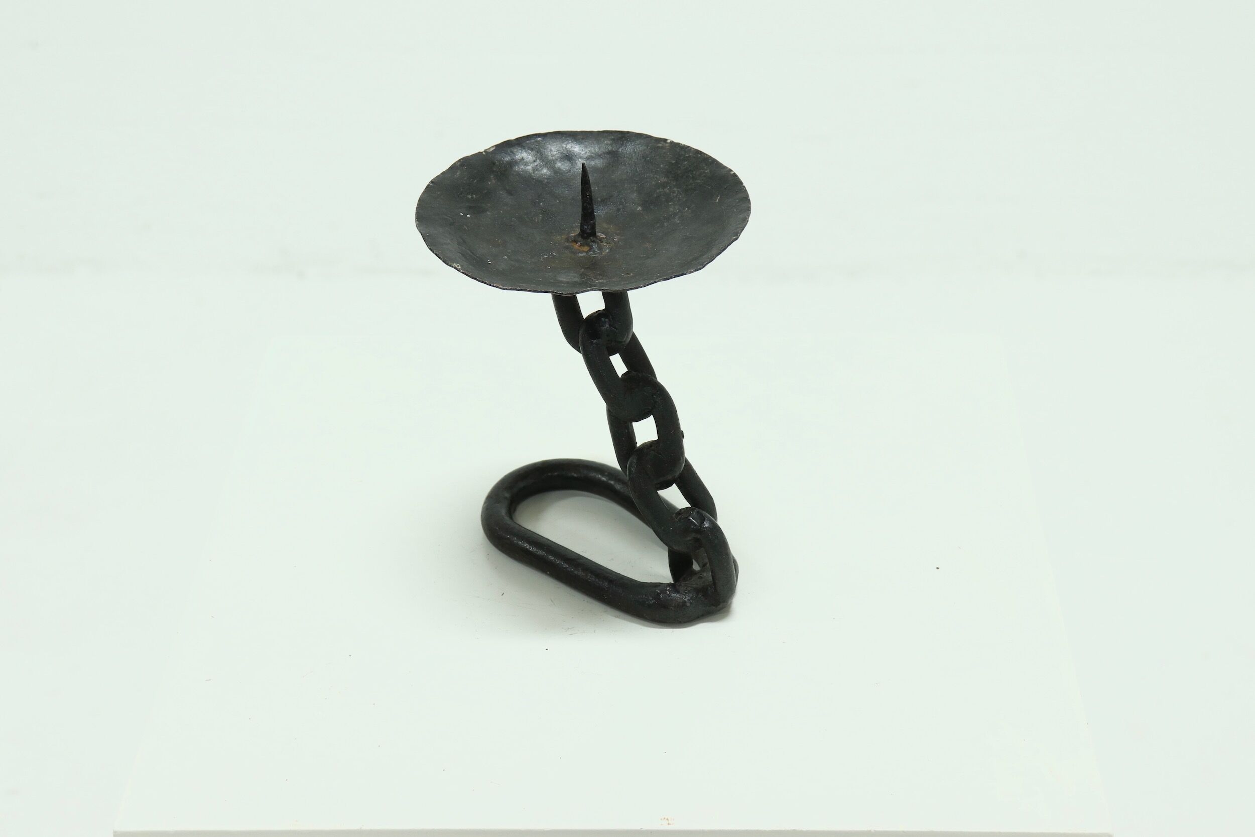 Brutalist Wrought Iron Candle Holder 1970s