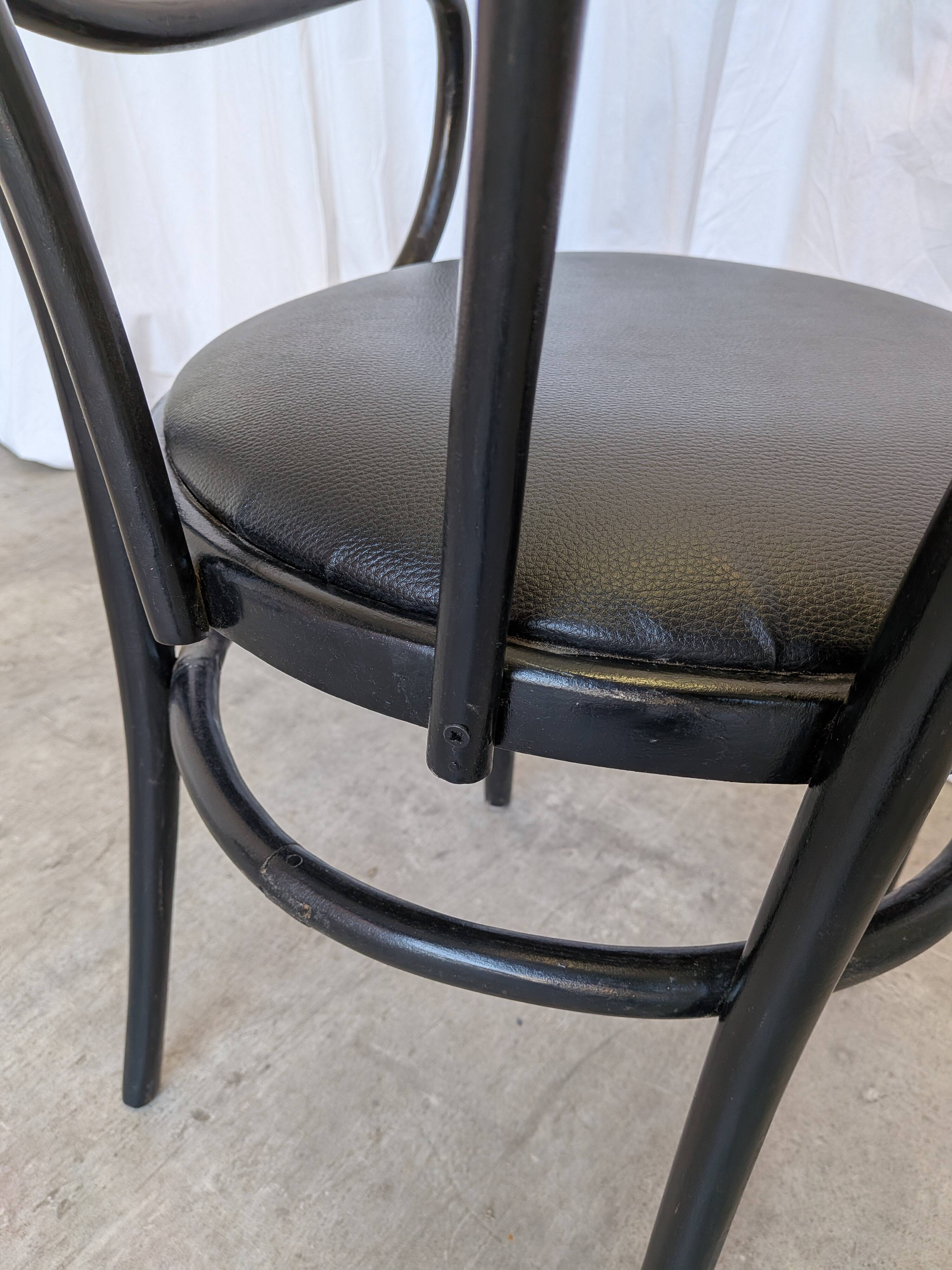 Vintage Thonet Style Dining Chair: Black Bentwood Cane Seat