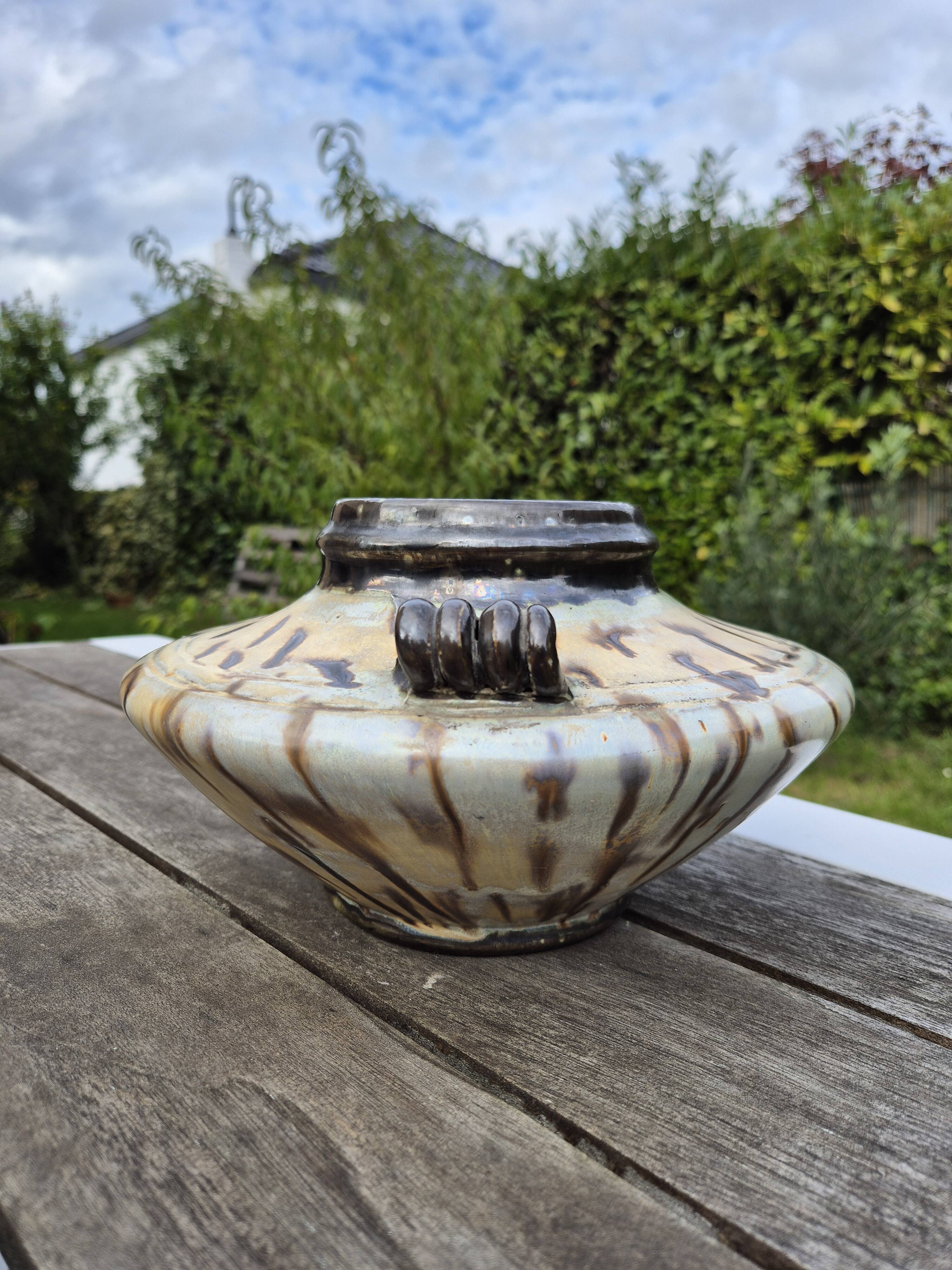 Splendid Organic Stoneware Vase – Signed Gaston Thirot