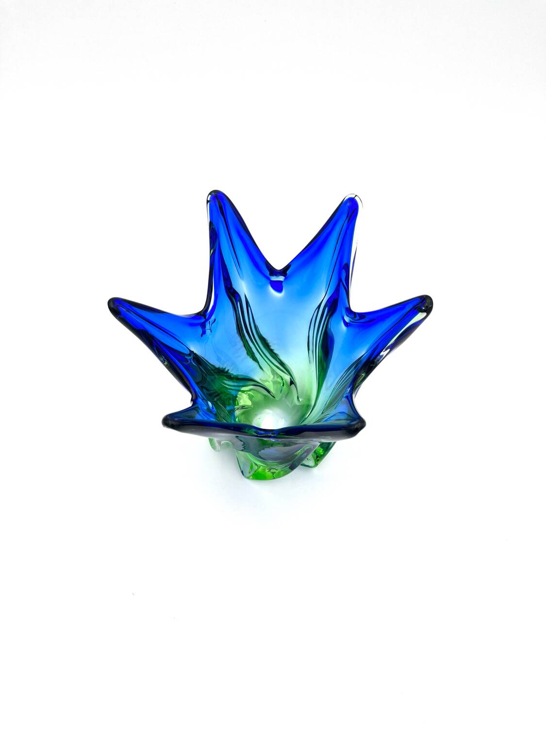 Sculptural Murano Vase – Cobalt Blue & Green - circa 1960