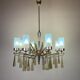 Large mid-century Italian sculptural chandelier in brass and glass, Italy, 1950s