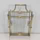Brass and Transparent Glass Magazine Rack by Maison Jansen
