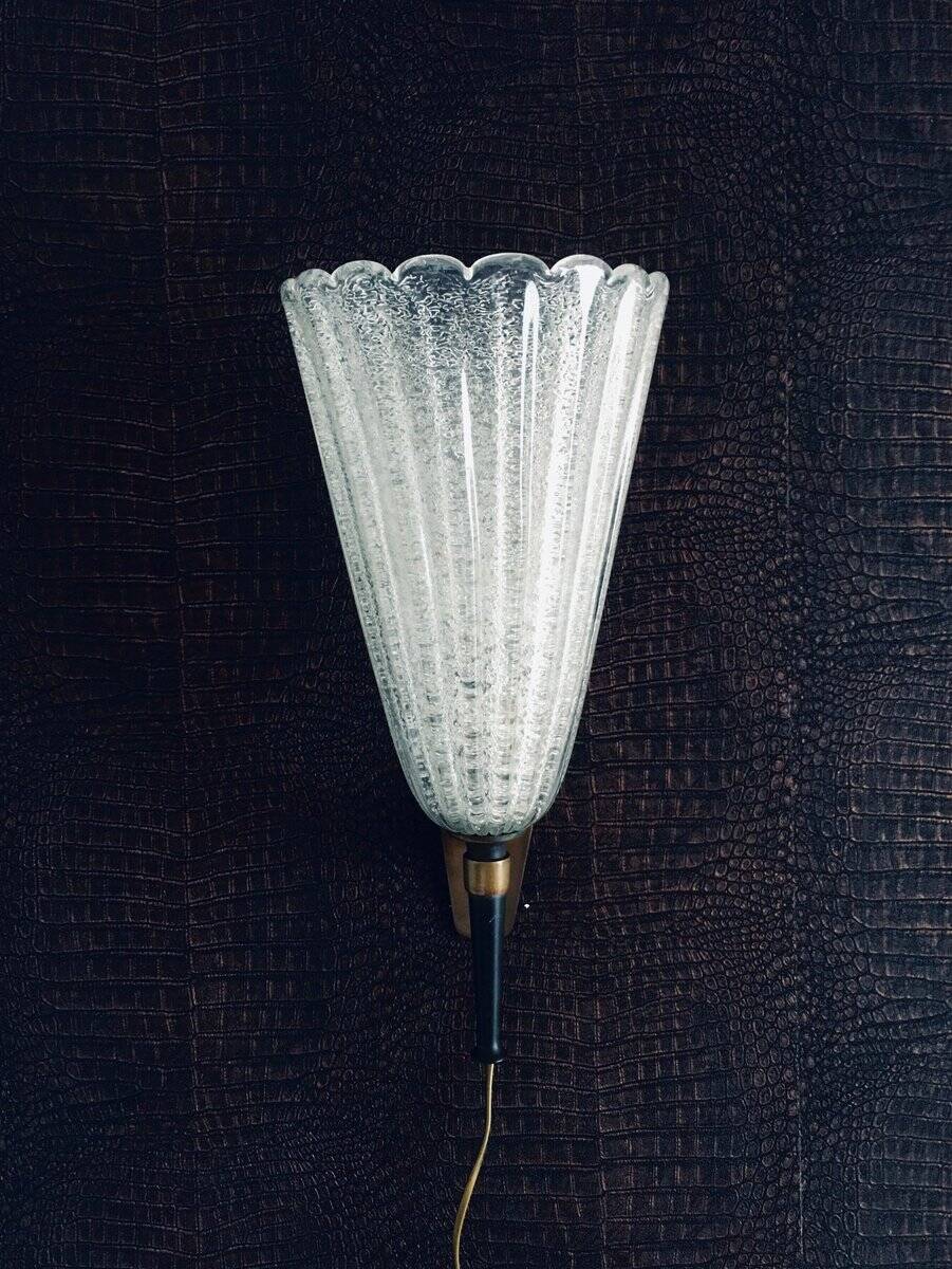 Italian Art Glass Wall Lamp by Barovier & Toso, 1950s
