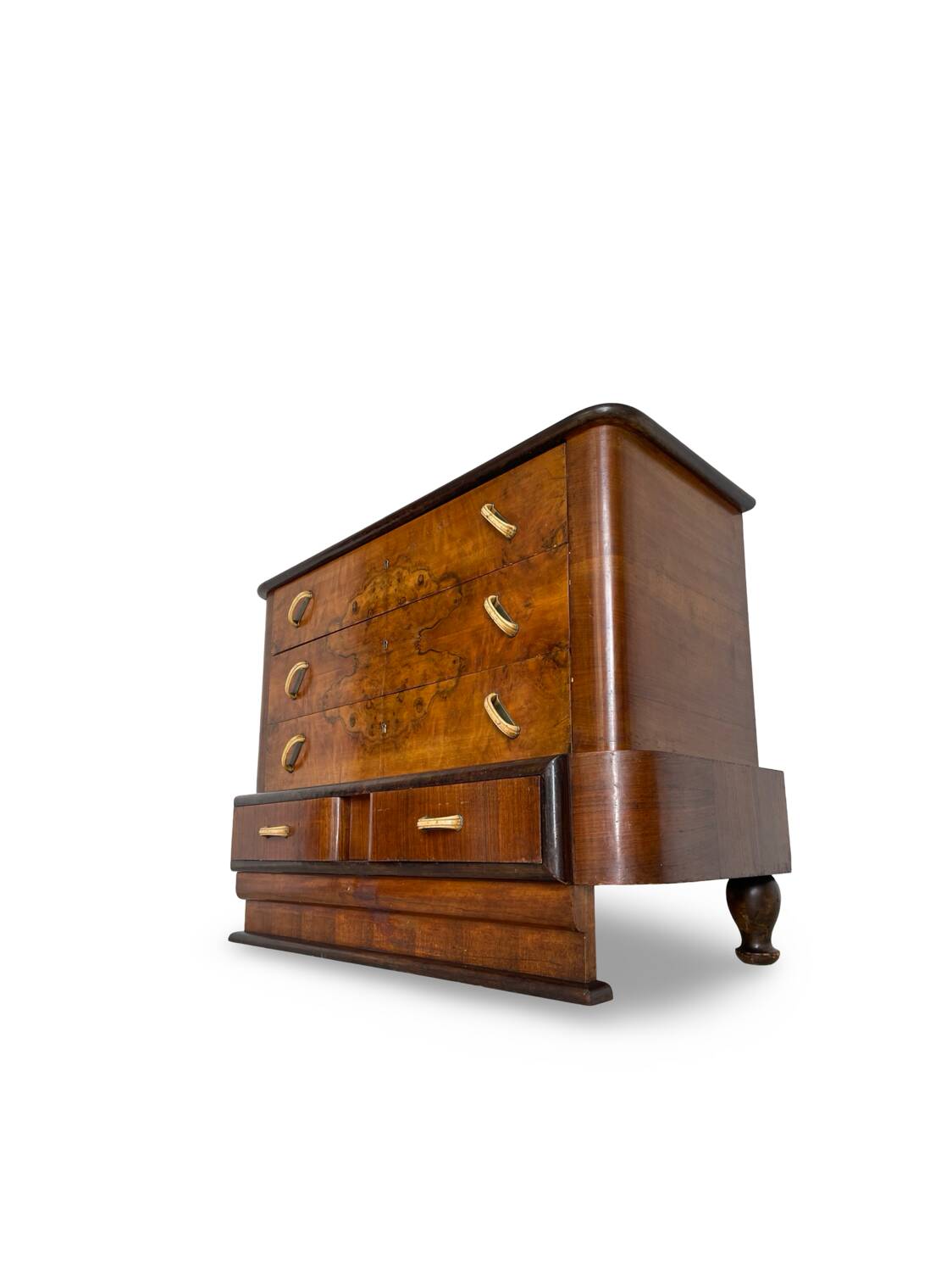 Commode italienne Art déco en ronce de noyer, années 1920