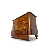 Commode italienne Art déco en ronce de noyer, années 1920