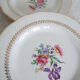 6 flowery dessert plates