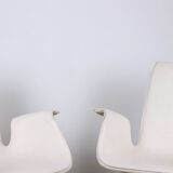 Pair of danish armchairs in leather and steel, model fk 6725 or "tulip chair" by Preben Fabricius