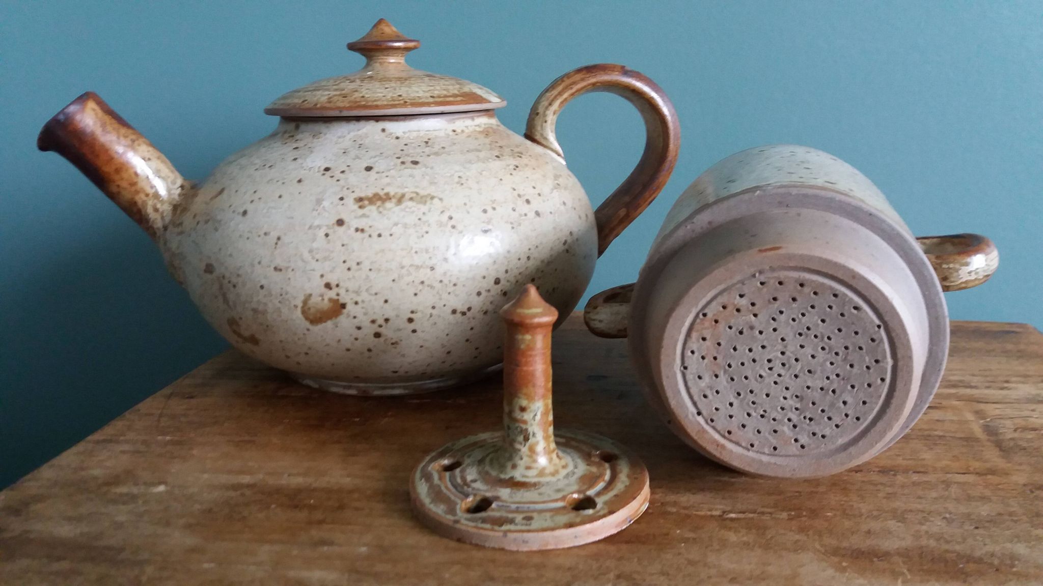 Tea or coffee service in Puisaye stoneware, signed Jean-Pierre Prud’homme