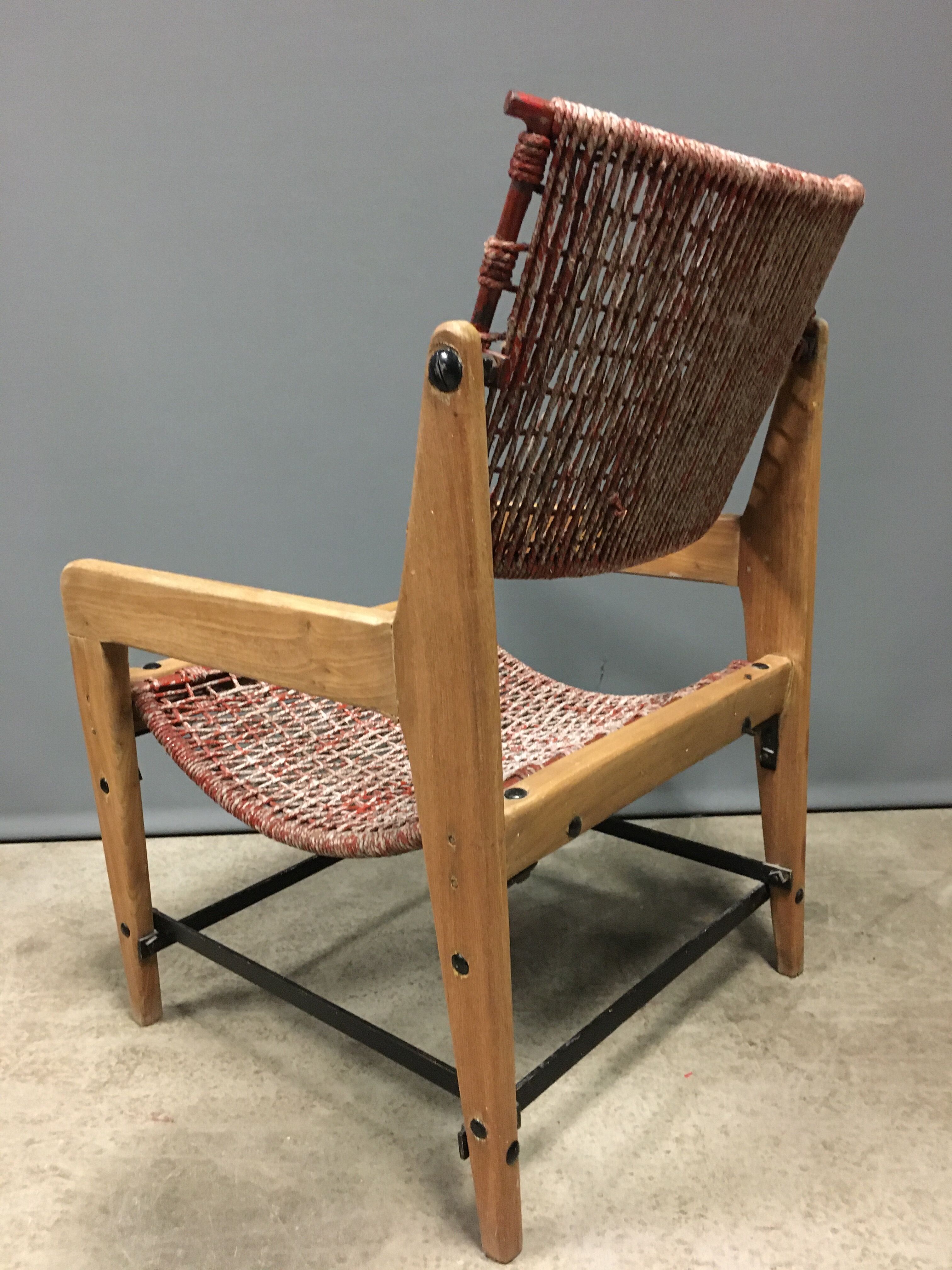 1950's very original french rope lounge chair