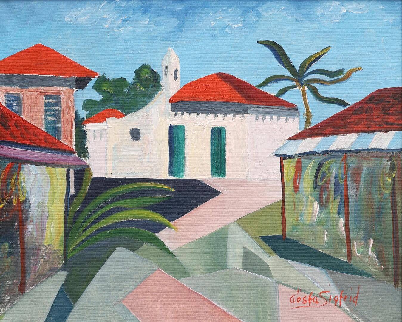 Original Swedish Oil on Canvas – “City View” by Gösta Sigfrid