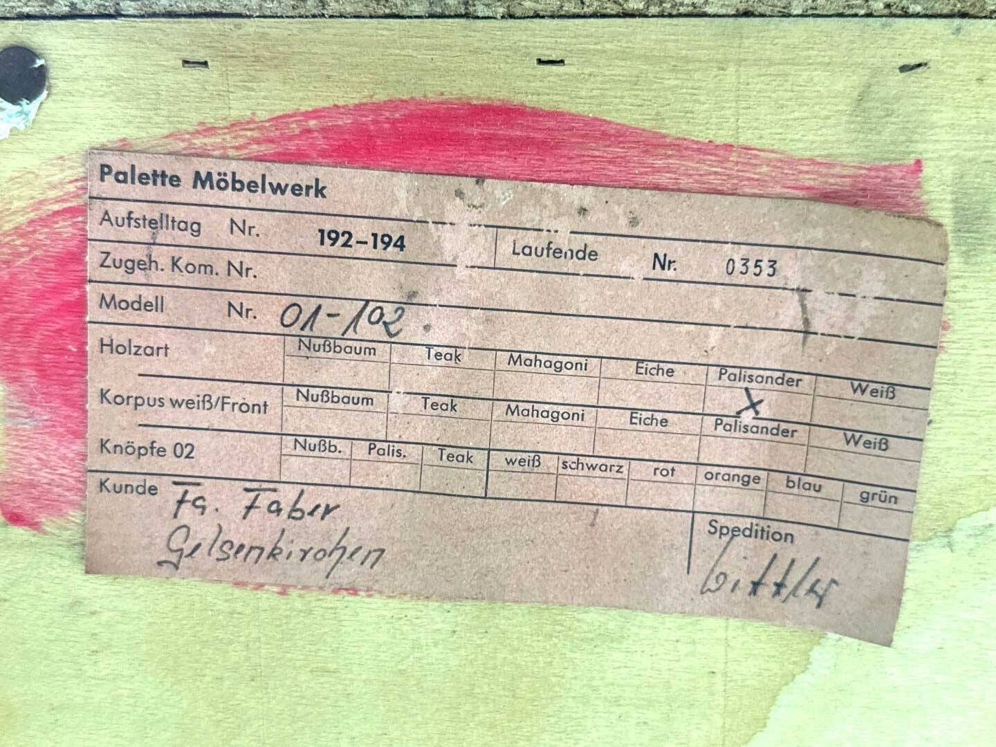 Vintage rosewood Palette Möbelwerk sideboard