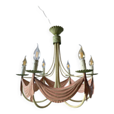 Lustre italien en tôle émaillée milieu XXème style romantique vintage
