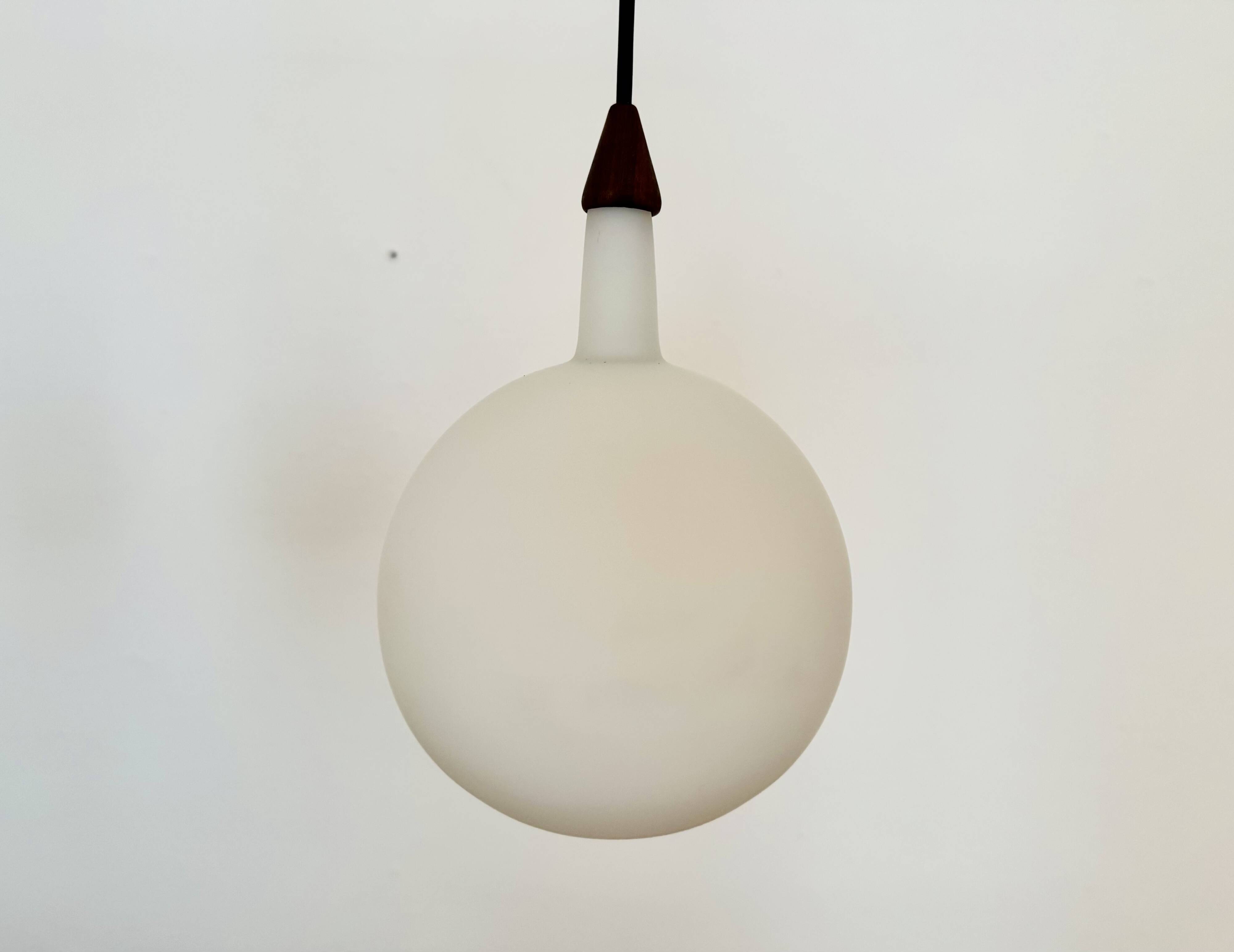 Danish Opaline and Teak Cascading Lamp by Nordisk Solar