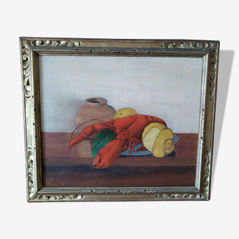 tableau nature morte au homard