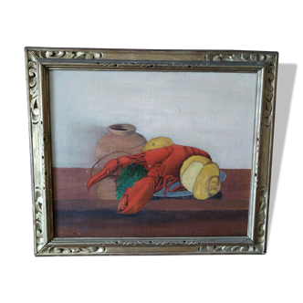 still life painting with lobster