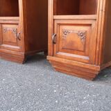 Art Deco oak and marble bedside tables