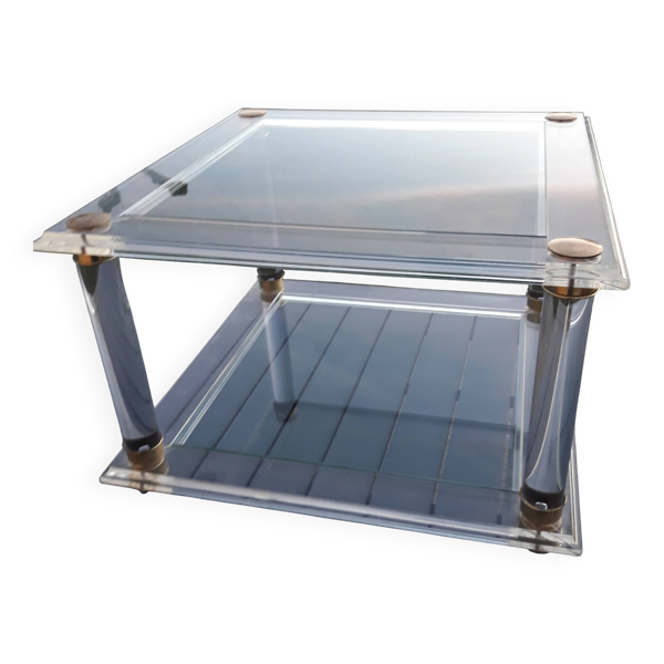Table basse plexiglas verre vintage design années 70