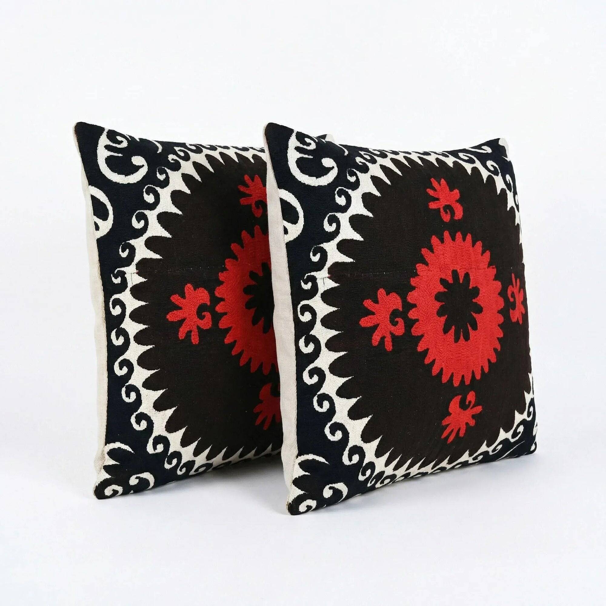 Set of 2 vintage embroidered cushion covers 53x56 cm