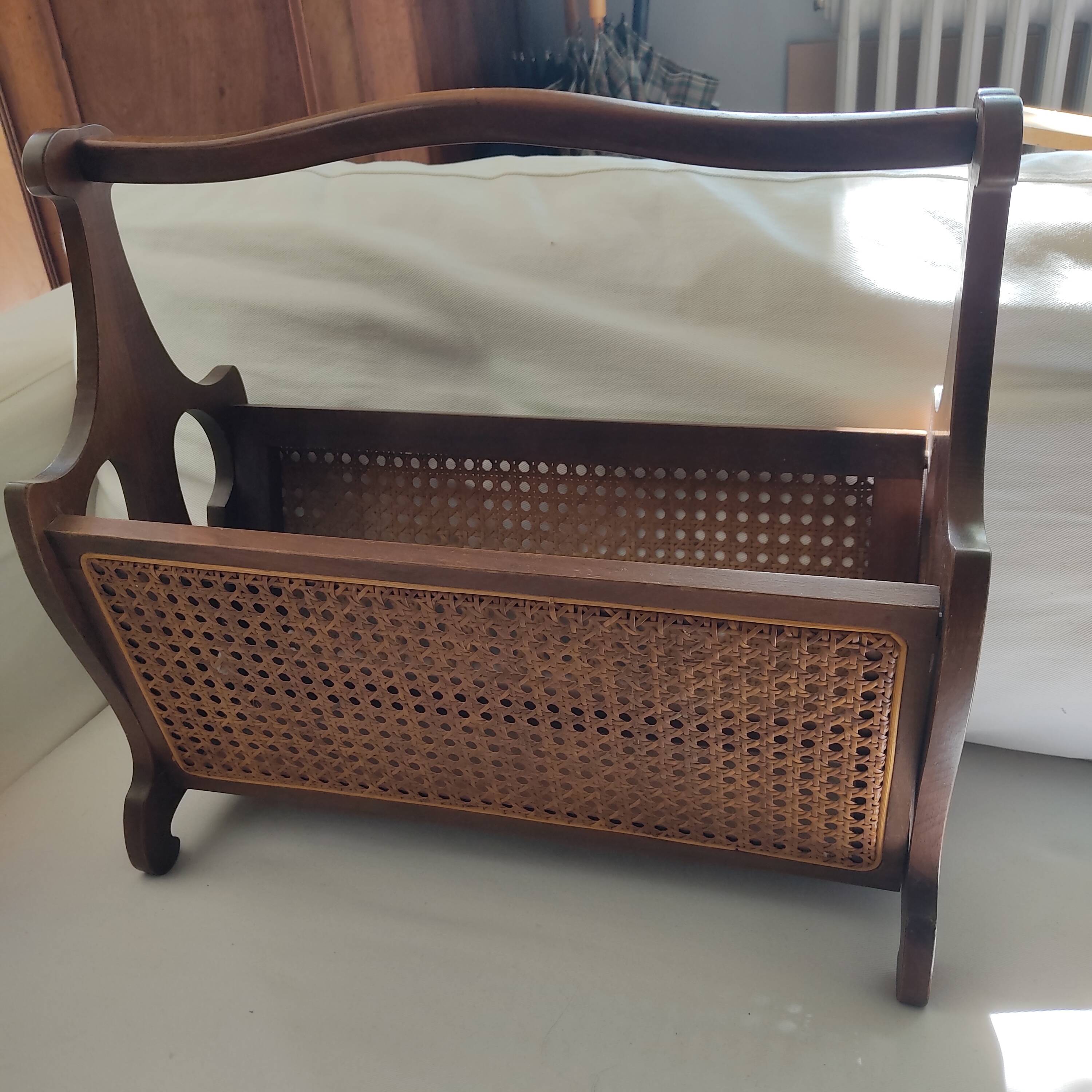 Wood and Vienna straw magazine rack