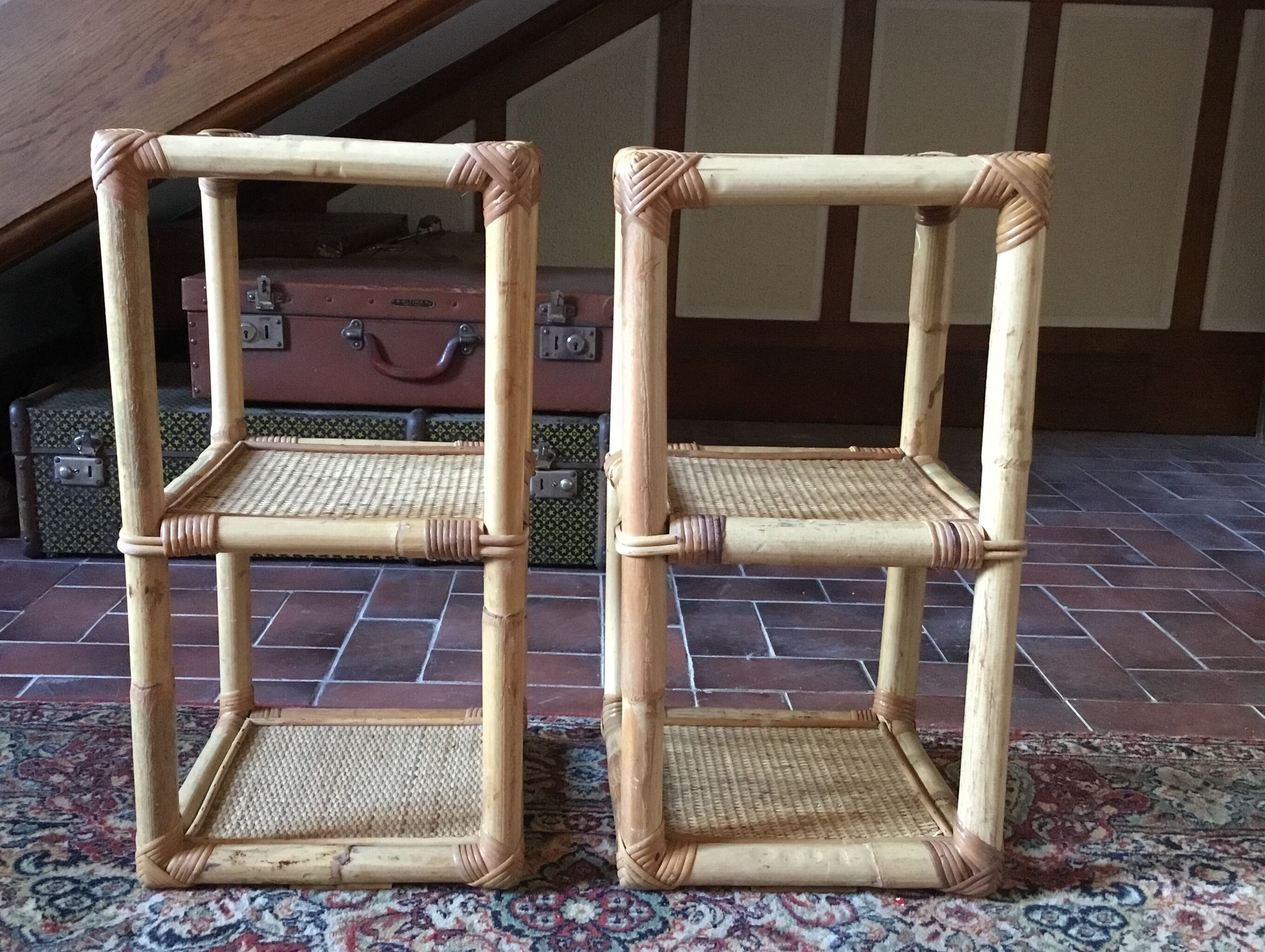 Pair of rattan bedside