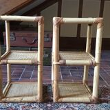 Pair of rattan bedside