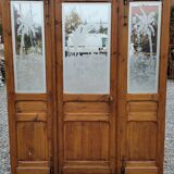 3 portes de séparation en verre gravé avec bâti