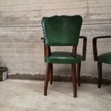Paire de fauteuil bridge vintage vert