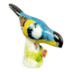 Figurine porcelaine oiseau polychrome sur socle fleuri vintage