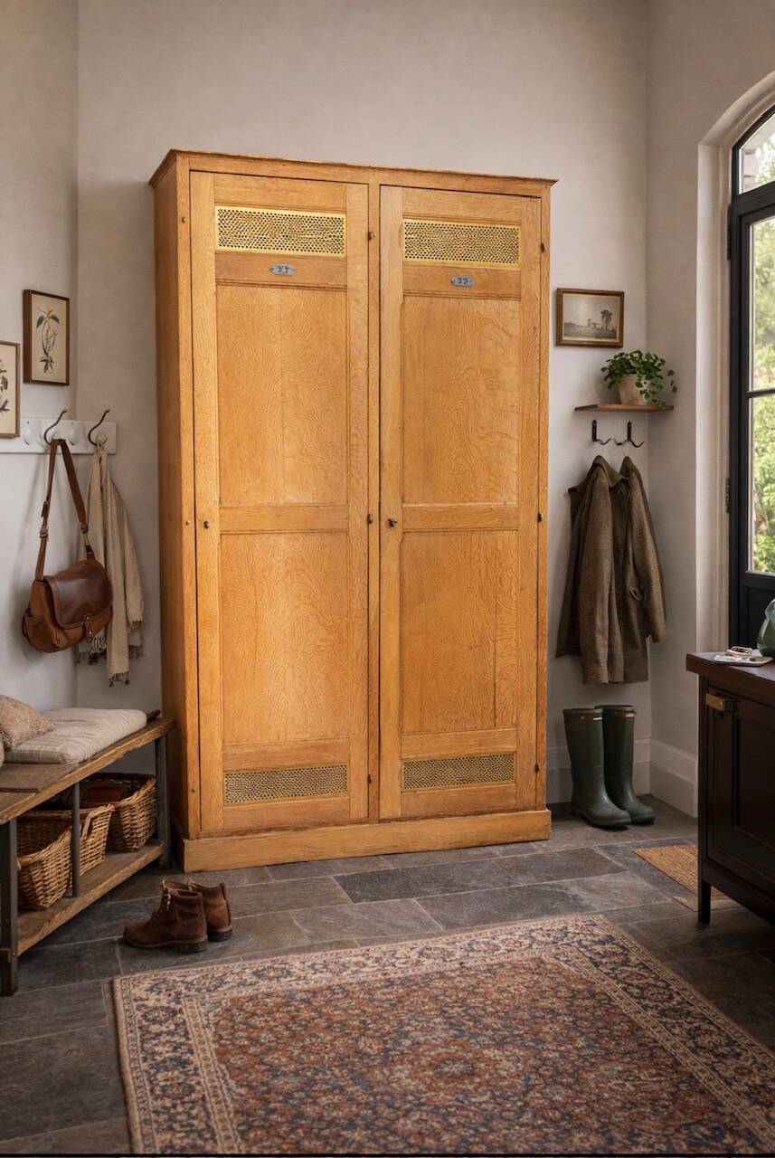 Solid oak wardrobe with 2 doors