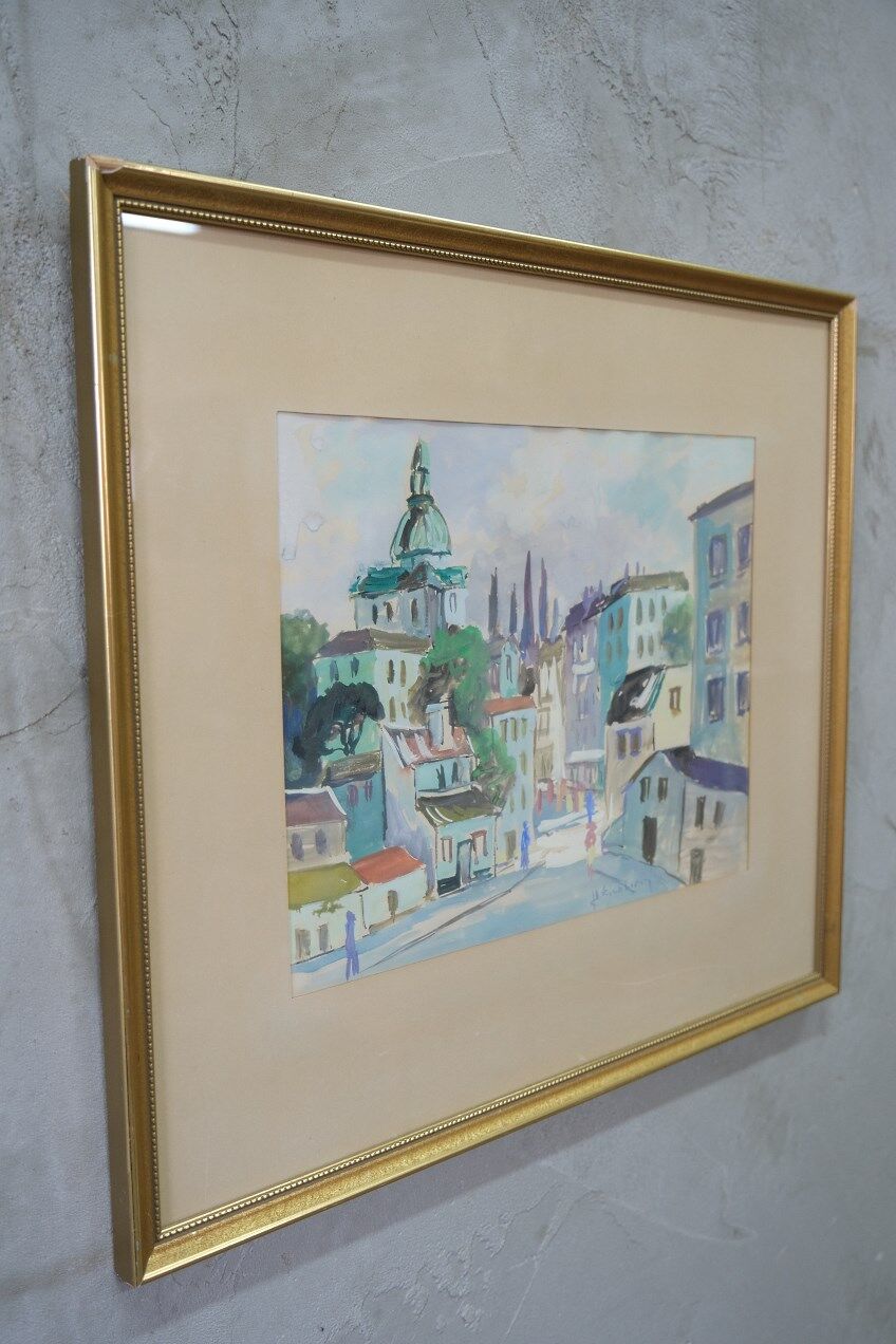 Jack Eichborn, Swedish Modern Cityscape, 1960s, Watercolor.