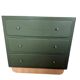 Vintage olive green chest of drawers with striped base