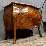 Curved Louis XV style chest of drawers in marquetry, 20th century period