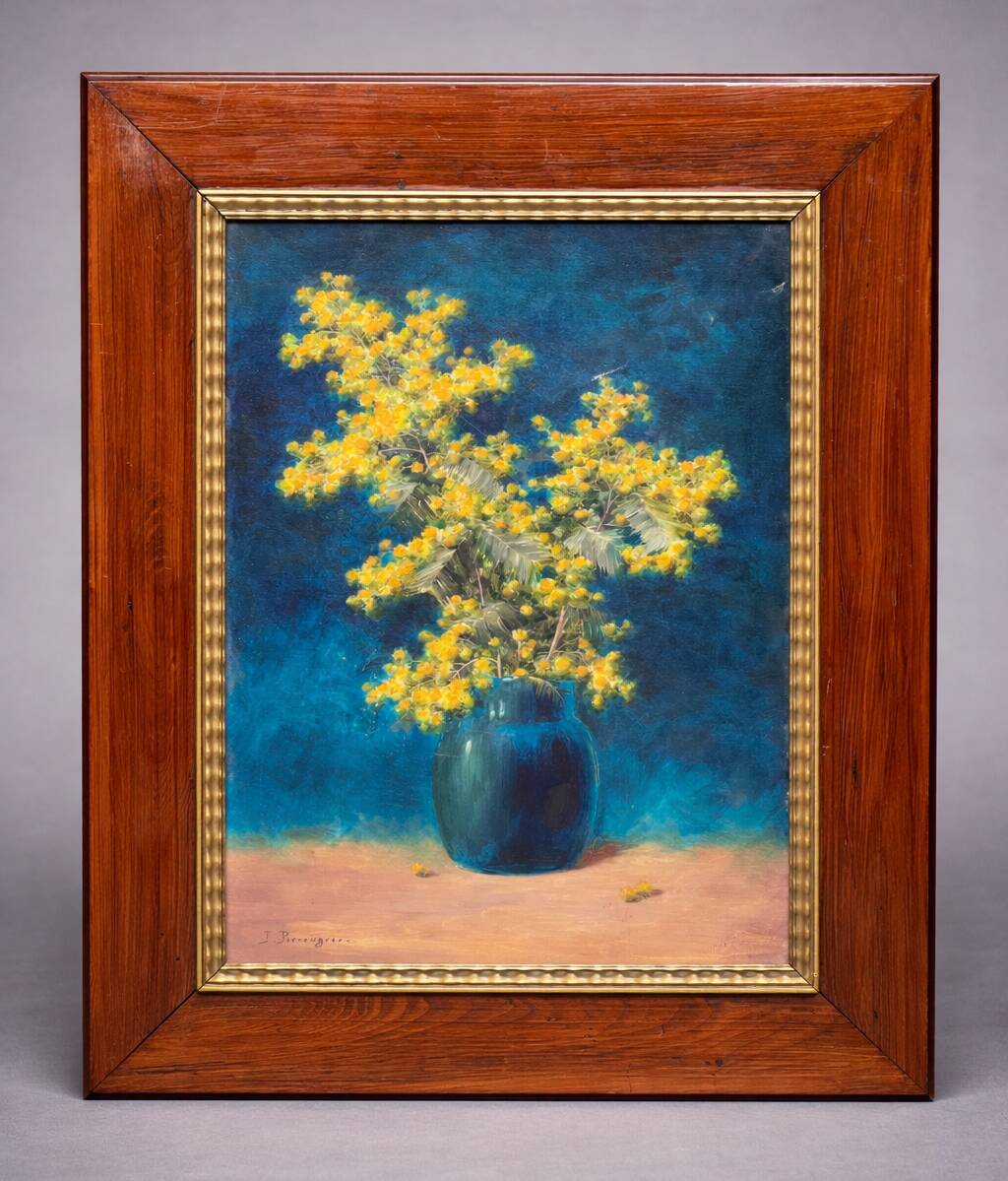 Jules-Joseph Pierrugues (born in 1866). "Still Life with Mimosa."