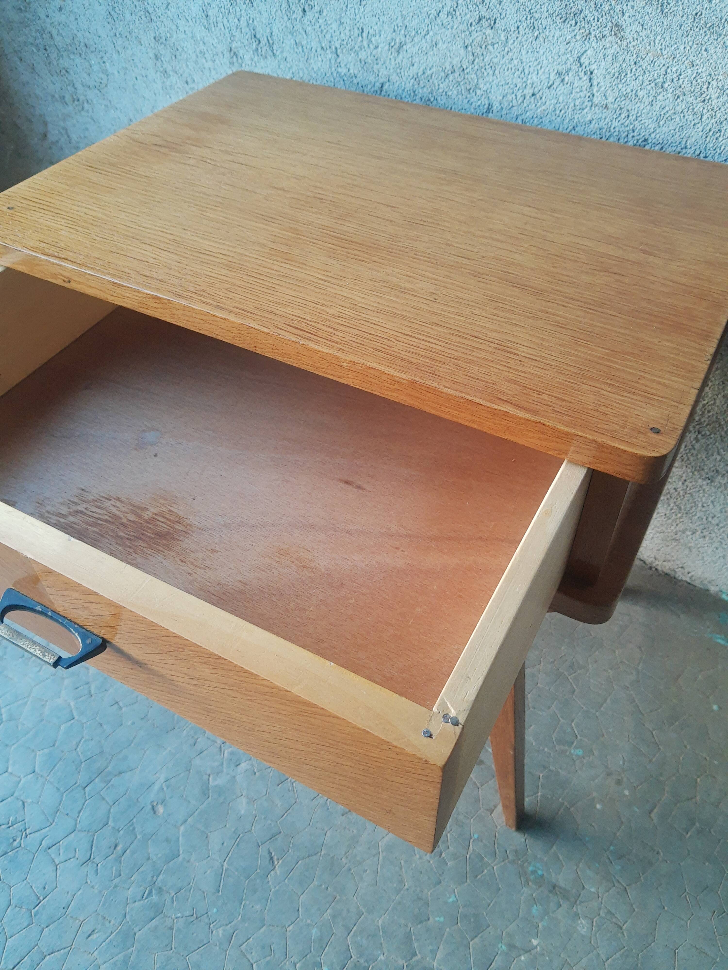 Vintage wooden compass foot bedside table