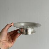 Antique shell butter dish in shiny silver metal