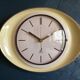 Vintage ceramic clock oval silent wall clock "Jaz yellow white gold"