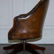 Antique Chesterfield Office Chair in Hand-Dyed Leather in Georgian Style