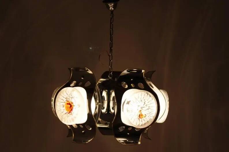 Big Italian Design Murano Mazzega Chandelier, 1970s