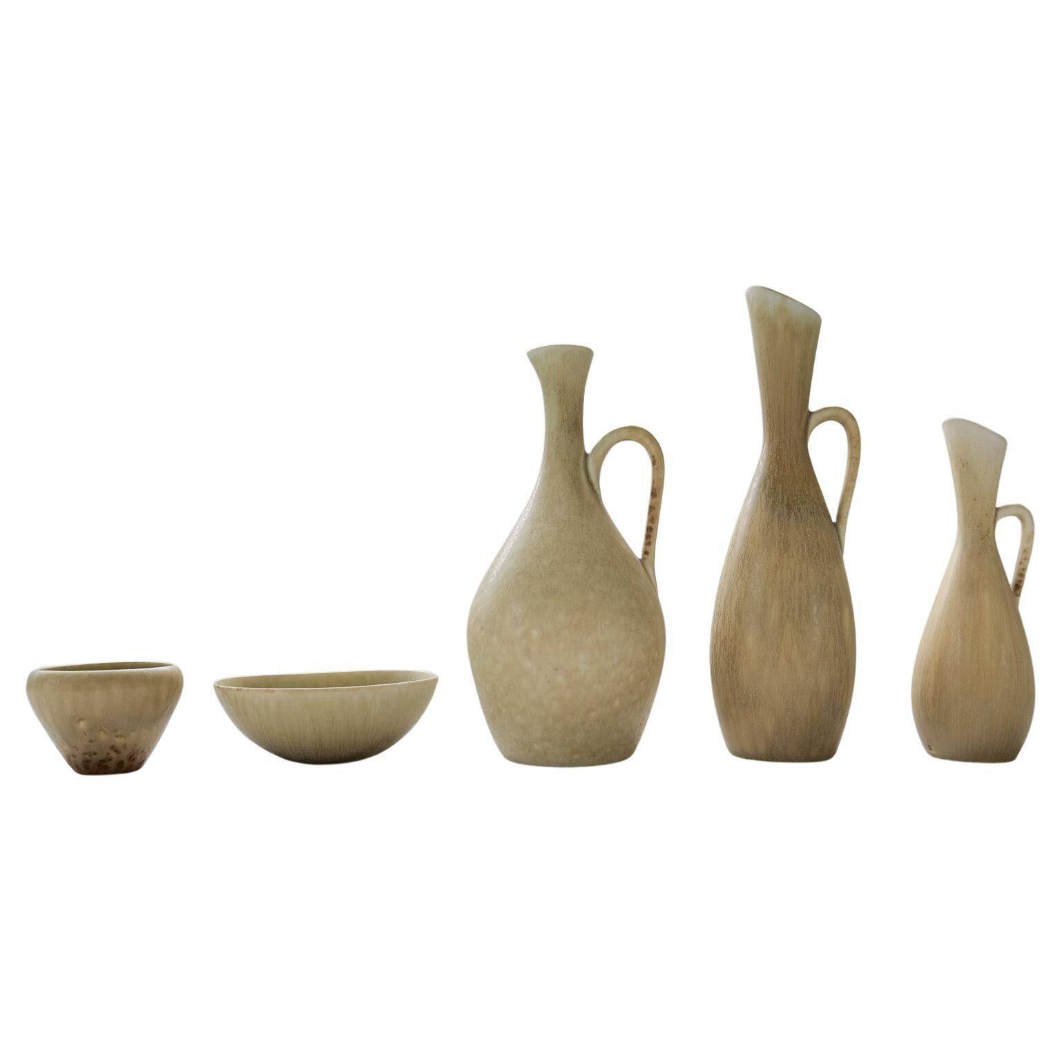 Group of 5 Mid-Century Modern Vases Rörstrand Sweden 1950